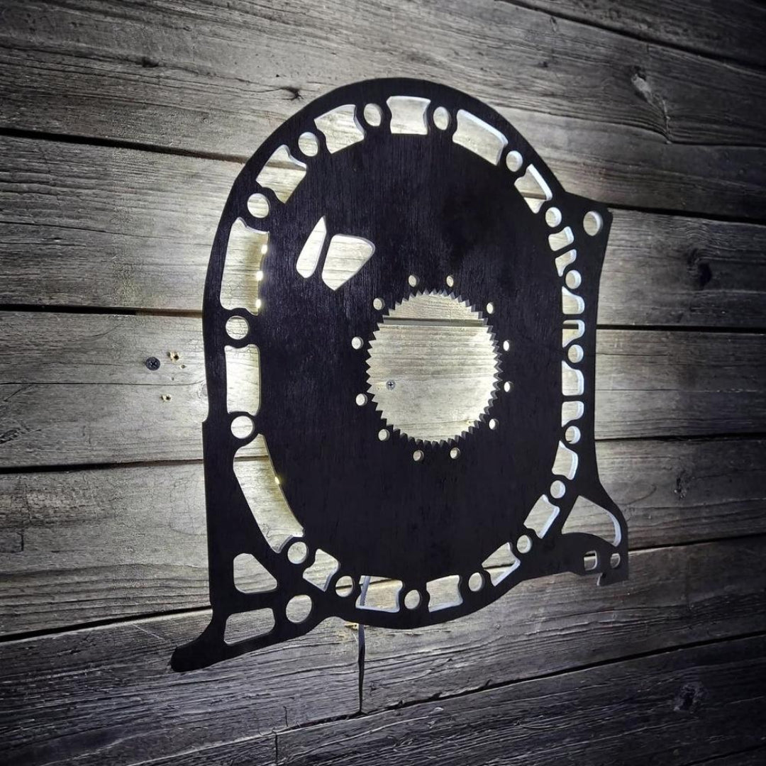 Mazda RX7 Neon Sign, rotary engine housing, rotor housing, 13B LED lit sign. Bridge Port Housing