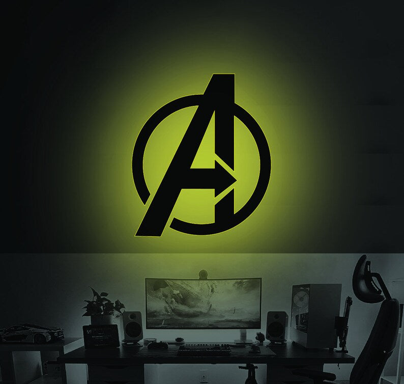 The Avengers LED Neon Sign Wall Art. Marvel Comic gameroom backlit logo
