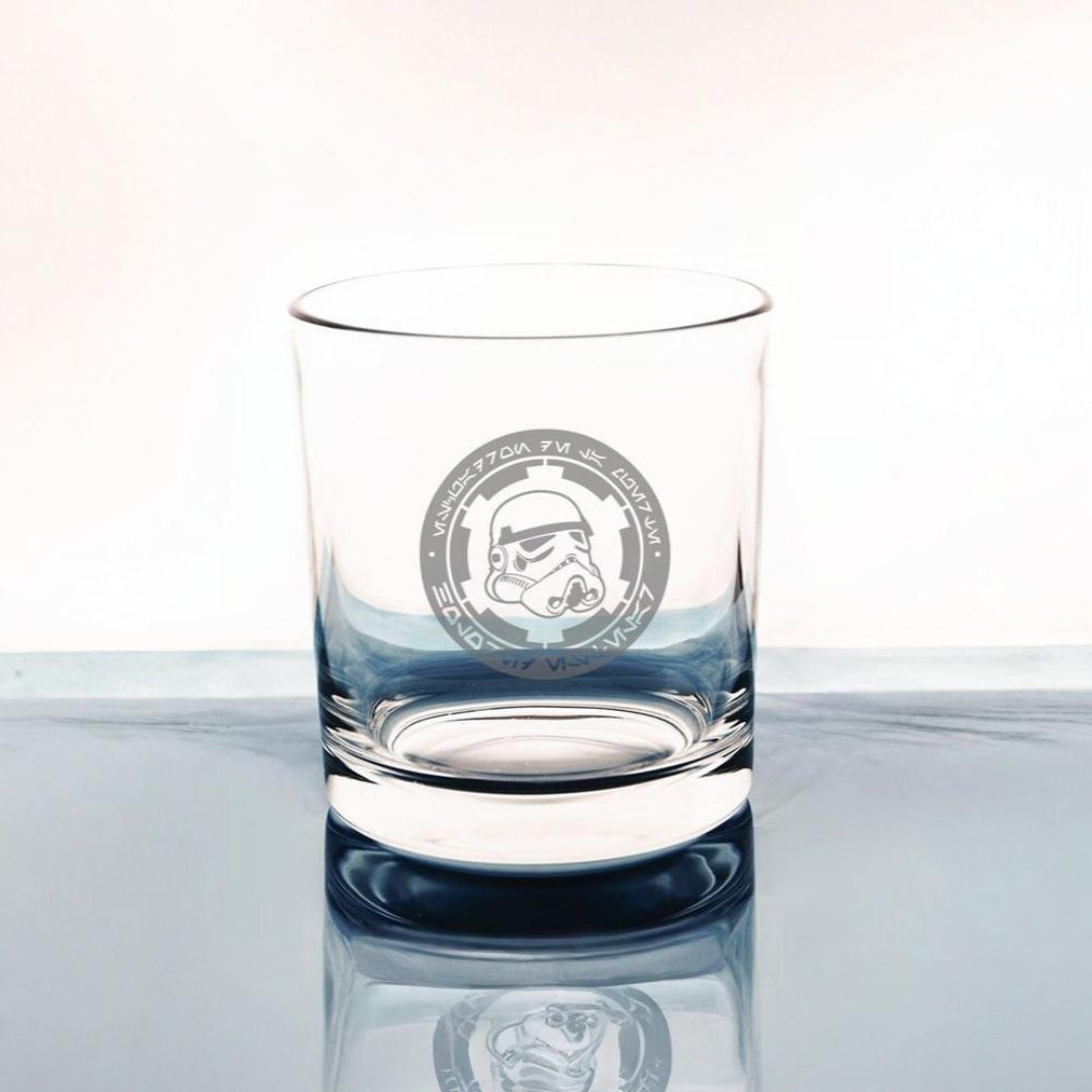 Stormtrooper imperial logo Whiskey Glass, SOTHE Star Wars 10.5 Oz Bourbon Rock Glass Custom Made USA