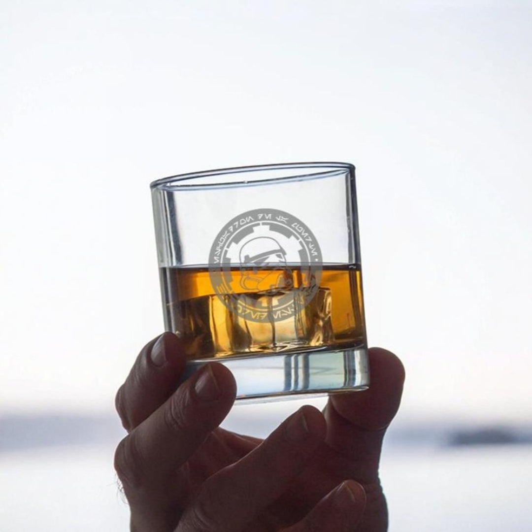 Stormtrooper imperial logo Whiskey Glass, SOTHE Star Wars 10.5 Oz Bourbon Rock Glass Custom Made USA