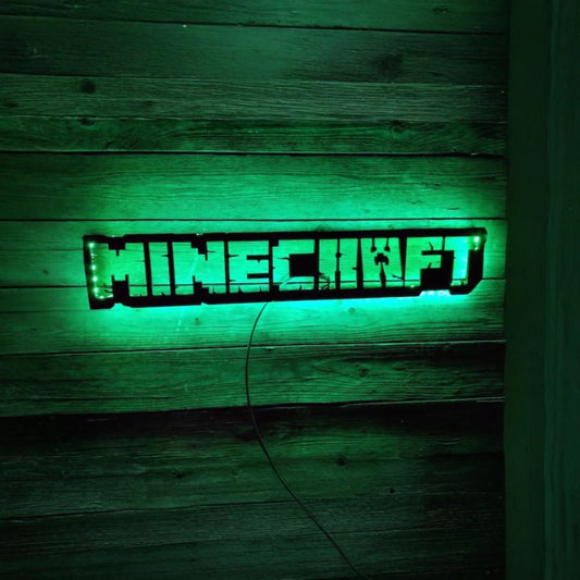 Minecraft inspired Wall Art, Mine Craft Video Game Art, Game Room Decor, Sign, Birthday Gift 24" LED Backlit Gameroom Art