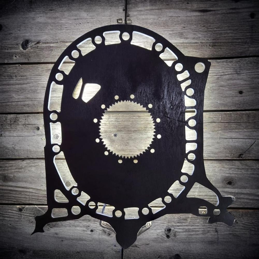 Mazda RX7 Neon Sign, rotary engine housing, rotor housing, 13B LED lit sign. Bridge Port Housing