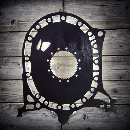 Mazda RX7 Neon Sign, rotary engine housing, rotor housing, 13B LED lit sign. Bridge Port Housing