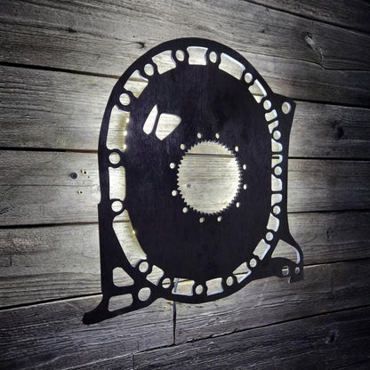 Mazda RX7 Neon Sign, rotary engine housing, rotor housing, 13B LED lit sign. Bridge Port Housing