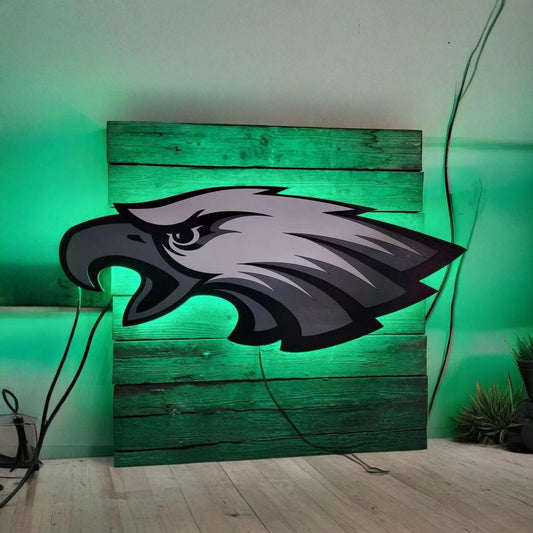 Philadelphia Eagles backlit sign. LED Eagles Sign, Green Nation