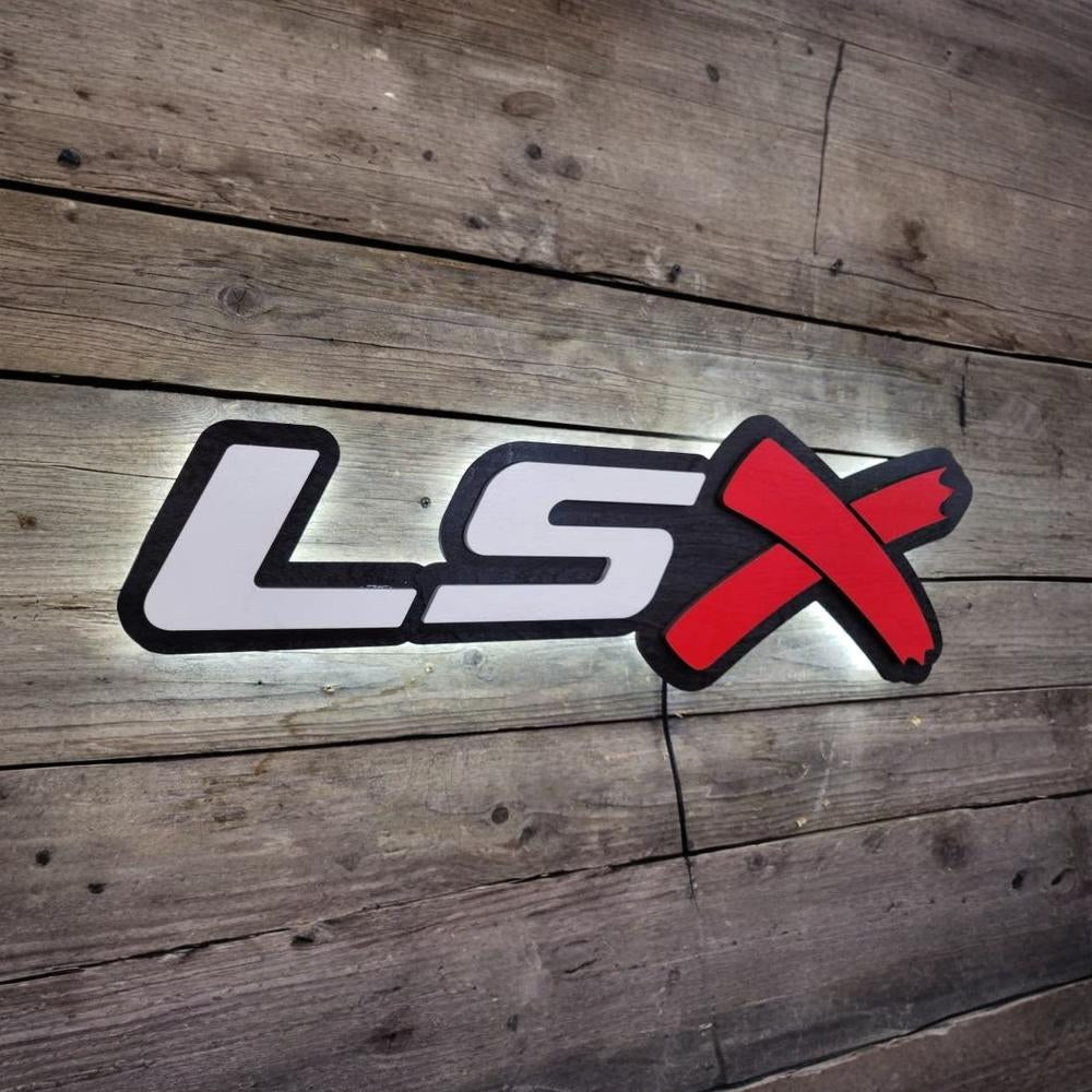 Lsx gm motorsport LS engine. General Motors LSX LED lit wall sign. Garage or workshop signage.
