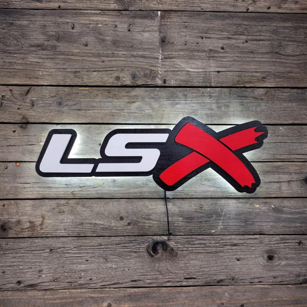 Lsx gm motorsport LS engine. General Motors LSX LED lit wall sign. Garage or workshop signage.