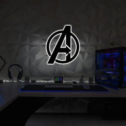 The Avengers LED Neon Sign Wall Art. Marvel Comic gameroom backlit logo