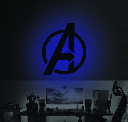 The Avengers LED Neon Sign Wall Art. Marvel Comic gameroom backlit logo