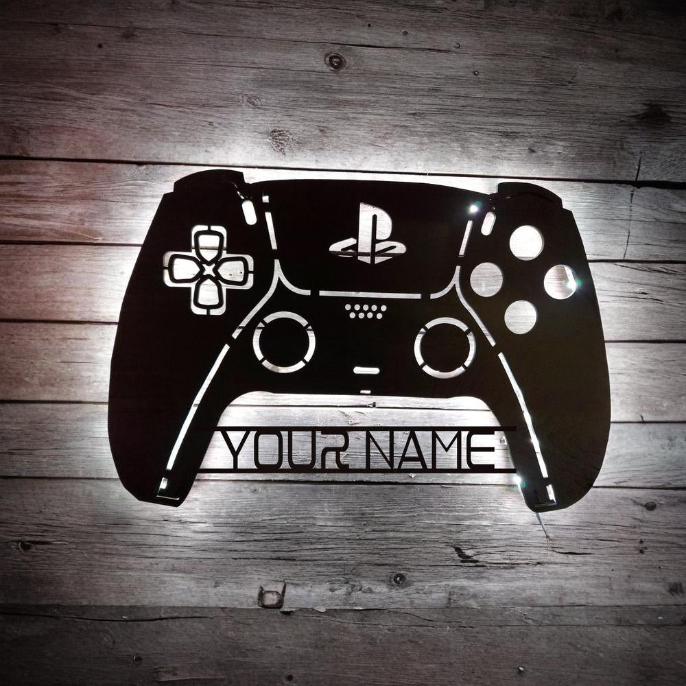 Playstation 5 Game Controller Backlit sign, Wall Art, Video Game Art ...