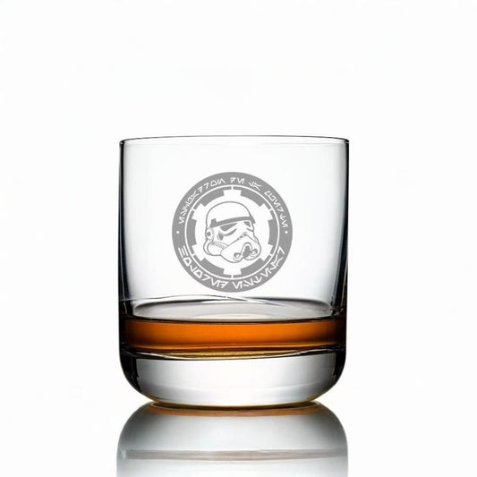 Stormtrooper imperial logo Whiskey Glass, SOTHE Star Wars 10.5 Oz Bourbon Rock Glass Custom Made USA